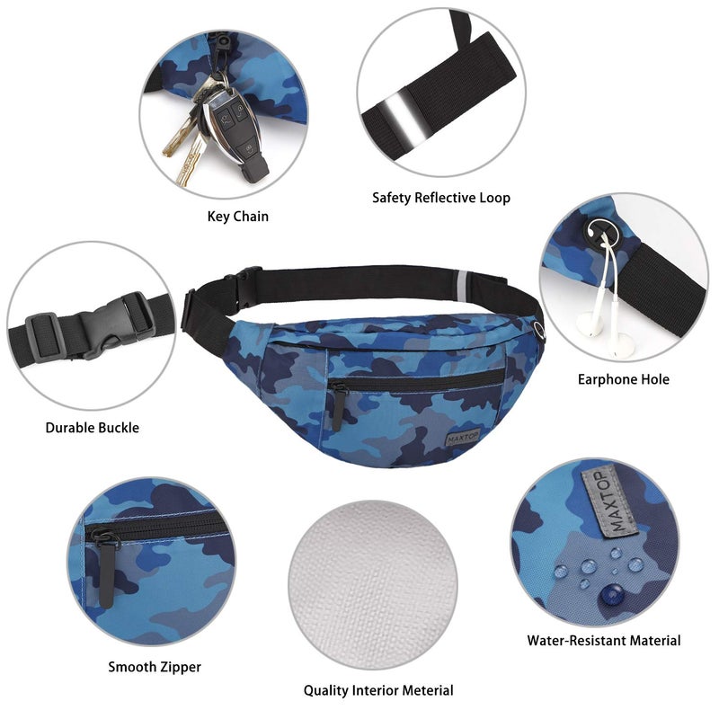 MAXTOP Large Crossbody Fanny Pack Belt Bag with 4-Zipper Pockets Gifts for Enjoy Sports Festival Workout Traveling Running Casual Hands-Free Wallets Waist Pack Phone Bag Carrying All Phones - Image 4